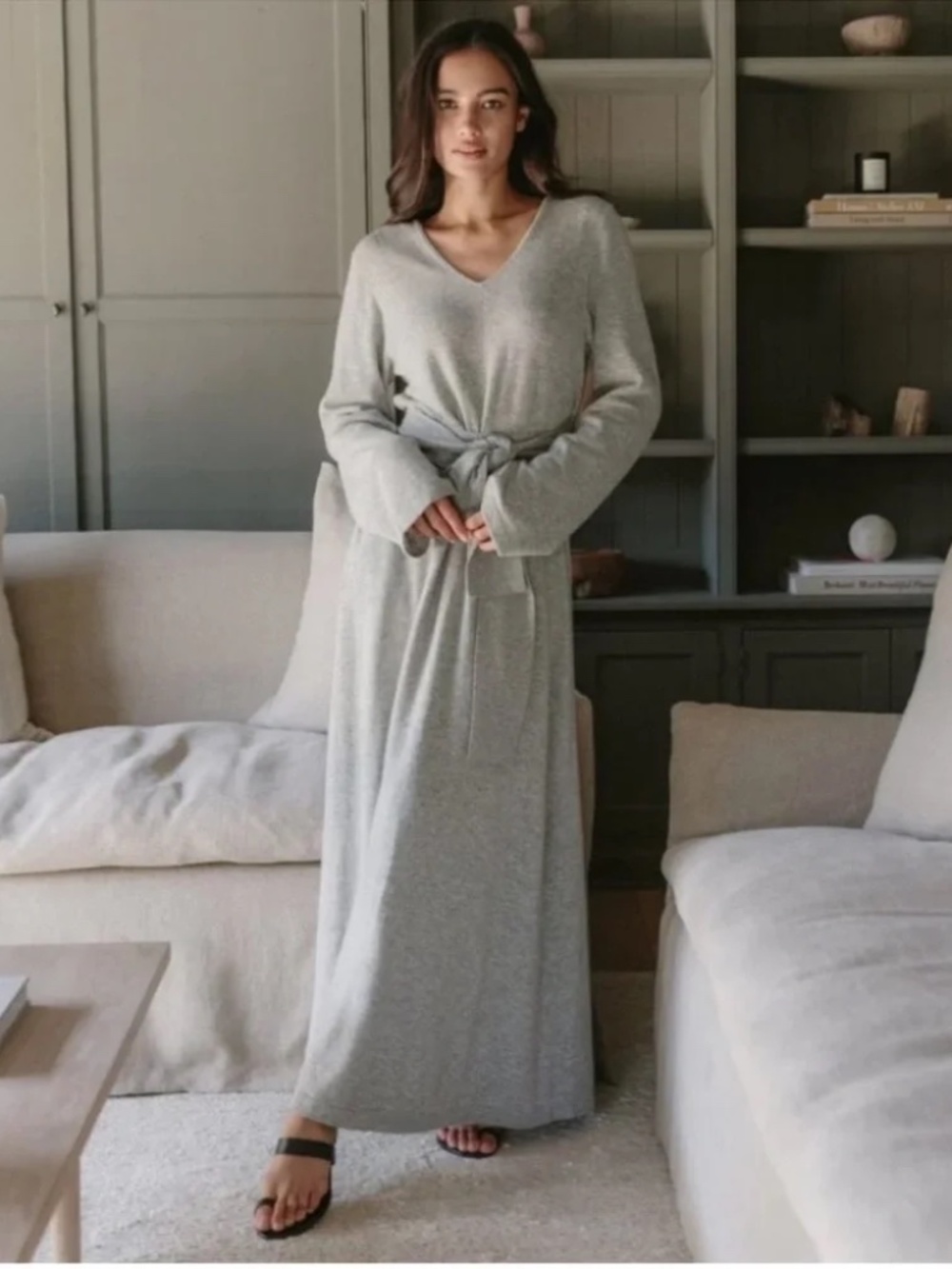 Jenni Kayne Everyday Kate Sweater Maxi Dress Wool Cashmere Gray‎ Size M